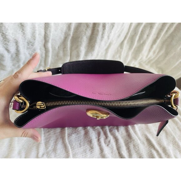 NWT COACH Willow Colorblock Leather Shoulder Bag - Deep Plum Multi - Picture 10 of 10